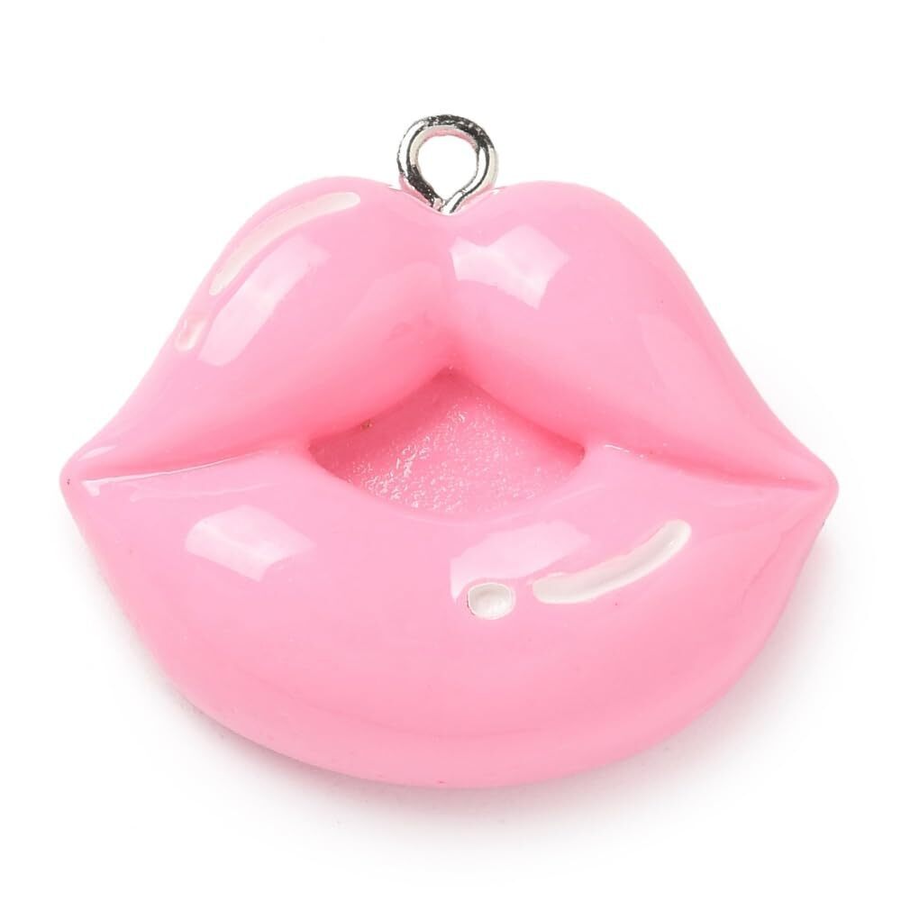 4030 30Pcs Flatback Kiss Lip Dangle Charms Resin Creative Mouth Shaped